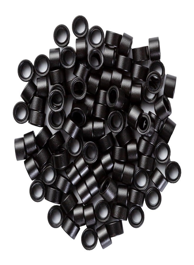 Big Kizzy 1000pcs Black Silicone Lined Microlink Beads for Weft Hair Extensions, 5.0mm for invisible extension application - Image 4